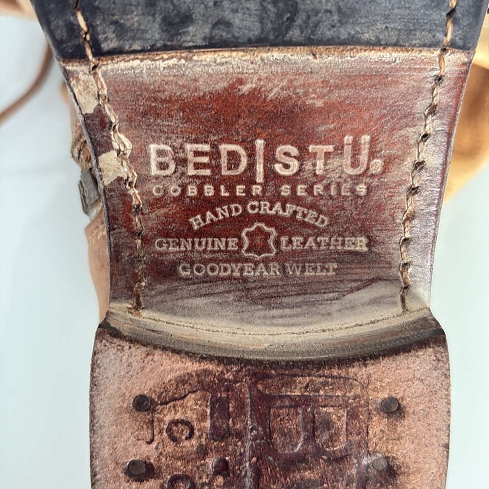 BED STU Manchester Distressed Leather Tall Riding Boots Tan Size 7.5 - STUNNING! - Picture 9 of 9